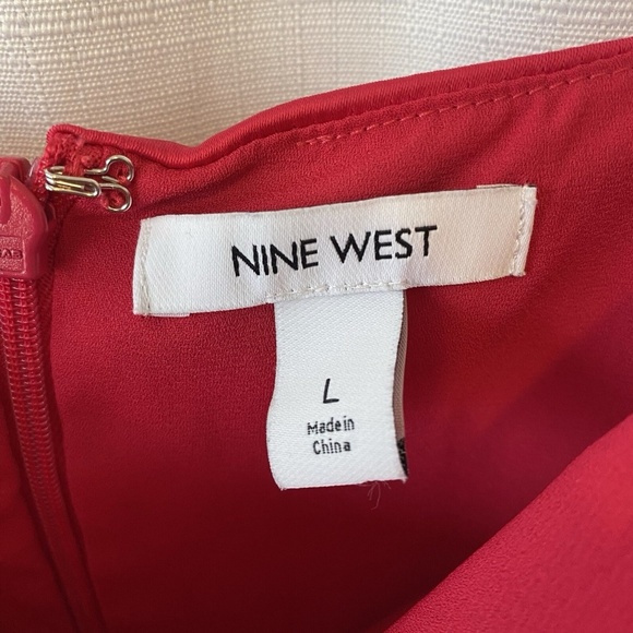 Nine West Dress Women Large Mini Faux Wrap Satin Sleeveless Hot Pink Size Large - Picture 5 of 11